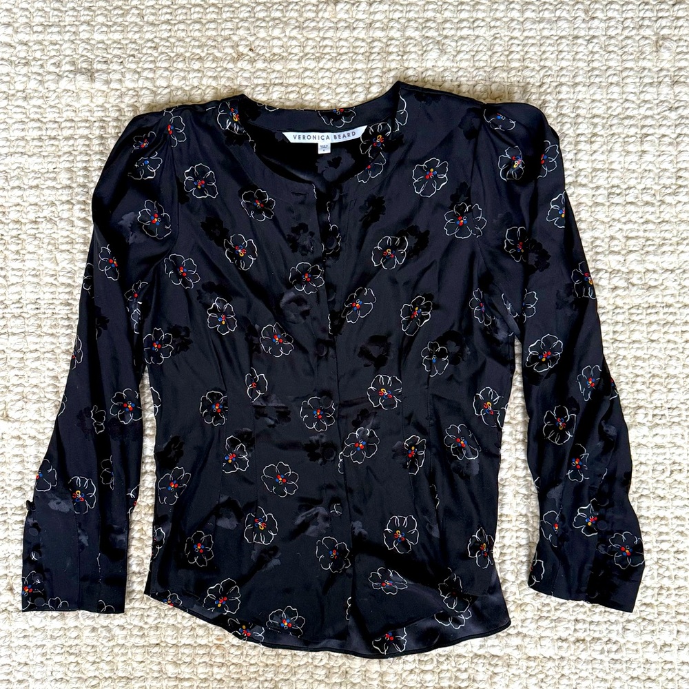 Veronica Beard Franci Silk Blouse Top